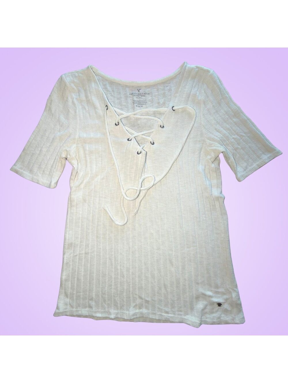 American Eagle Outfitters Ribbed Lace-Up Top | Women’s Medium
